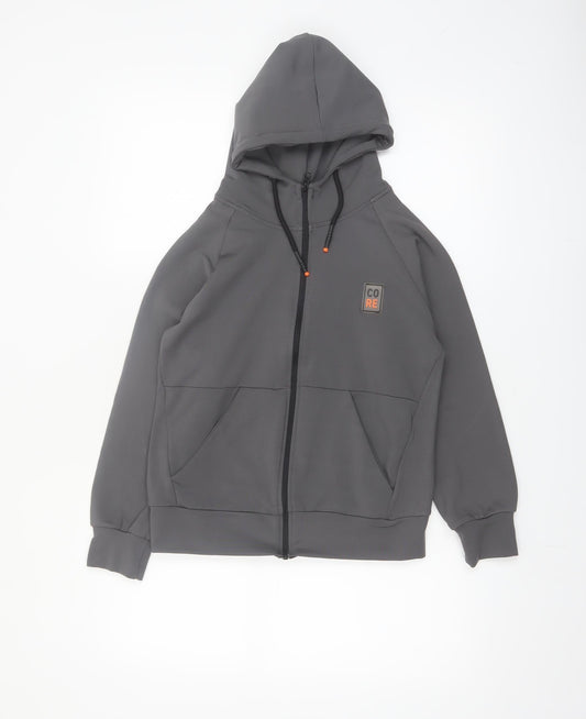 Mago Kids Boys Grey Full Zip Hoodie Size 12 Years Core Logo Lightweight