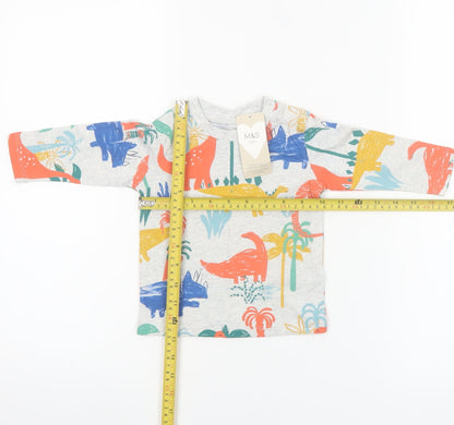 Marks and Spencer Baby Unisex Multicoloured Dinosaur Long Sleeve T-Shirt 3-6 Months
