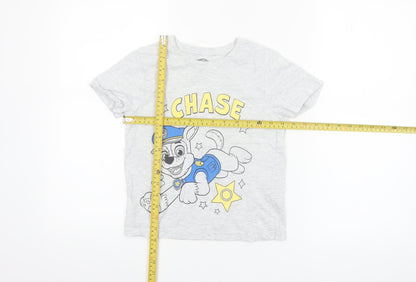 Nickelodeon Boys Grey Chase PAW Patrol T-Shirt 6-7 Years Short Sleeve