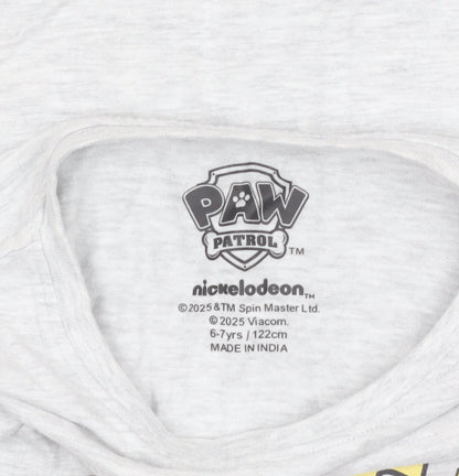 Nickelodeon Boys Grey Chase PAW Patrol T-Shirt 6-7 Years Short Sleeve