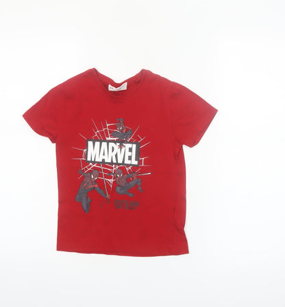Marvel Boys Red Spider-Man Graphic T-Shirt 5-6 Years Short Sleeve Cotton