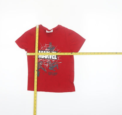 Marvel Boys Red Spider-Man Graphic T-Shirt 5-6 Years Short Sleeve Cotton