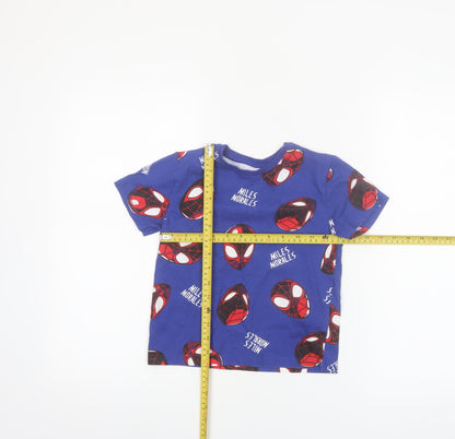 Marvel Boys Blue Miles Morales Spider-Man Short Sleeve Cotton T-Shirt 6-7 Years