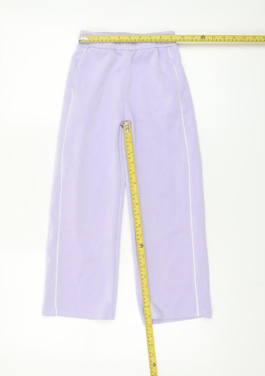Dunnes Stores Girls Purple Sweatpants 7-8 Years Elastic Waist Side Stripe