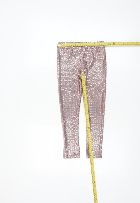 Dunnes Stores Girls Pink Sequin Party Jeggings 5-6 Years