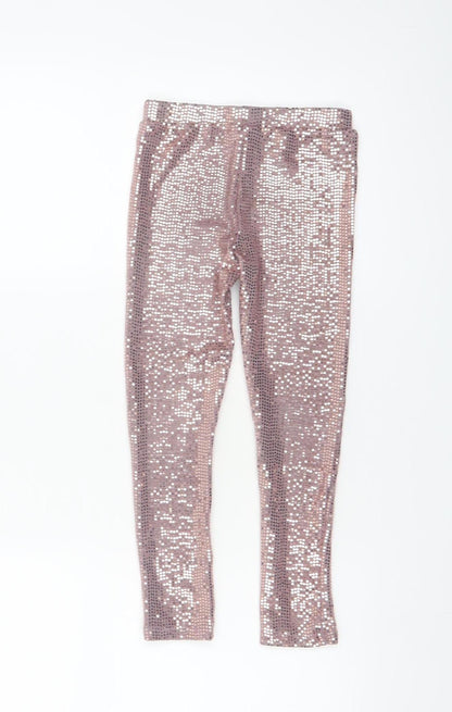 Dunnes Stores Girls Pink Sequin Party Jeggings 5-6 Years