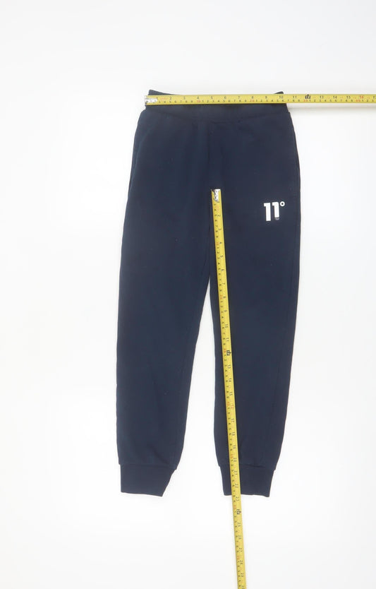 11 Degrees Boys Blue Jogger Trousers 8-10 Years Cotton Blend Fleece