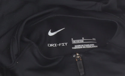 Nike Boys Black Barcelona Dri-FIT 1/4 Zip Long Sleeve Football Top S