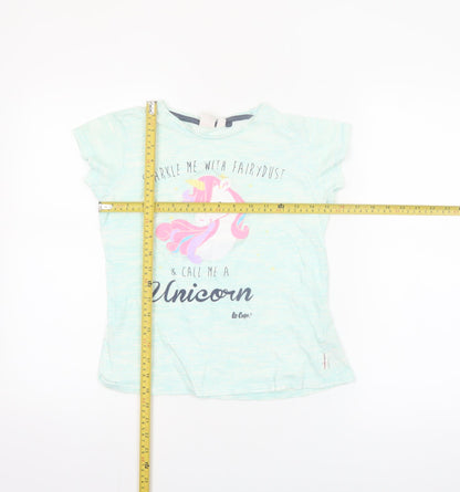 Lee Cooper Girls Blue Unicorn Graphic Short Sleeve T-Shirt 11-12 Years