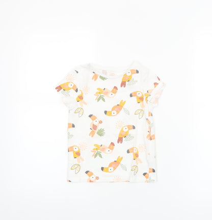 F&F Girls White 4-5 Years Toucan Print Cotton Short Sleeve T-Shirt