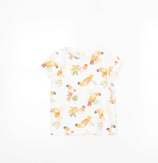 F&F Girls White 4-5 Years Toucan Print Cotton Short Sleeve T-Shirt