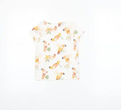 F&F Girls White 4-5 Years Toucan Print Cotton Short Sleeve T-Shirt
