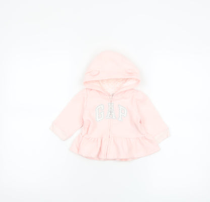GAP Baby Girls Pink Hooded Full Zip Fleece Jacket 3-6 Months