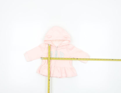 GAP Baby Girls Pink Hooded Full Zip Fleece Jacket 3-6 Months