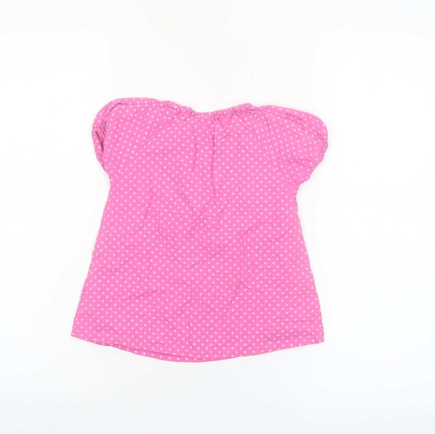 JoJo Maman Bébé Girls Pink Polka Dot Elephant Top 3-4 Years 100% Cotton
