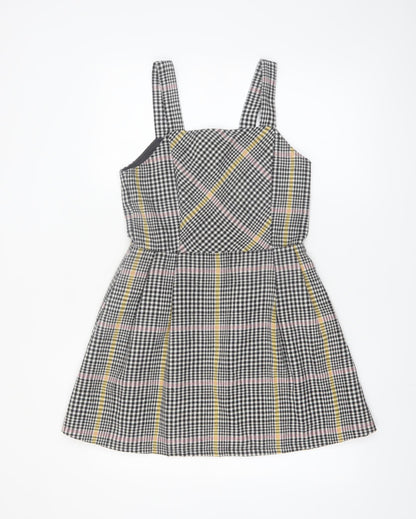 F&F Girls Multicoloured Check Pinafore Dress 13-14 Years Sleeveless Lined