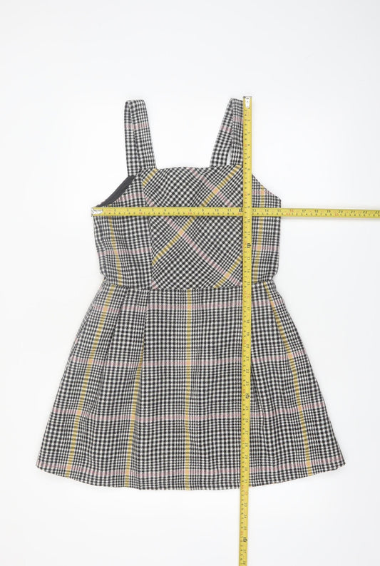 F&F Girls Multicoloured Check Pinafore Dress 13-14 Years Sleeveless Lined