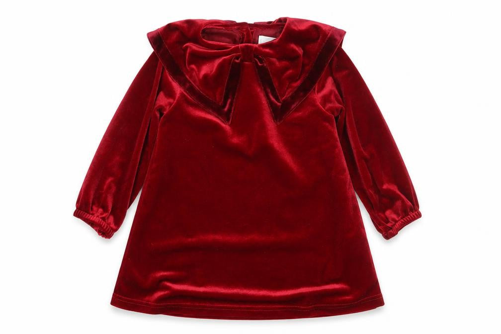 Leigh Tucker Willow Girls Red Velvet Bow Dress 18-24 Months Party Wear