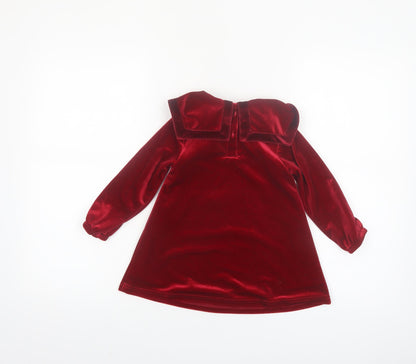 Leigh Tucker Willow Girls Red Velvet Bow Dress 18-24 Months Party Wear