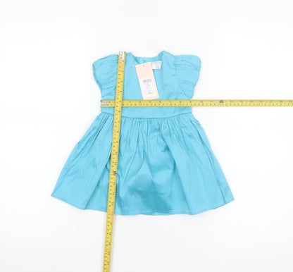 Lipsy Girls Blue Satin A-Line Party Dress 3-6 Months New With Tags