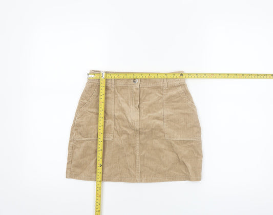 Primark Girls Beige Corduroy A-Line Skirt 9-10 Years with Pockets