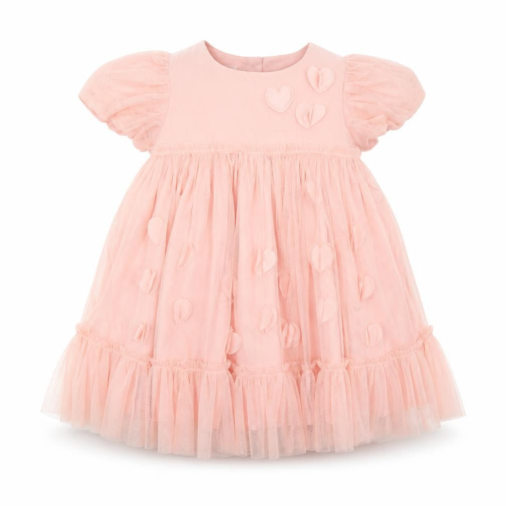 Monsoon Girls Pink 2-3 Years Tutu Dress with Heart Appliqué Puff Sleeves