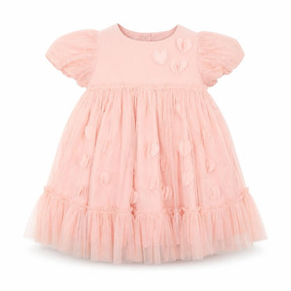 Monsoon Girls Pink 2-3 Years Tutu Dress with Heart Appliqué Puff Sleeves