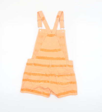 Denim Co Girls Orange Tie Dye Cotton Dungaree Shorts 9-10 Years Casual