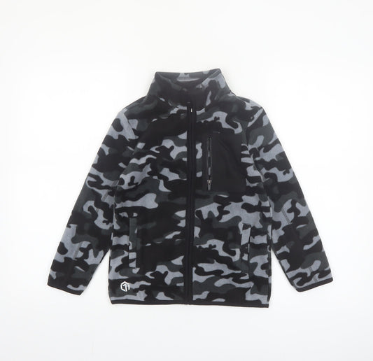 F&F Boys Black Camouflage Fleece Full Zip Jacket 8-9 Years