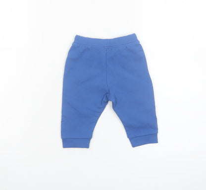 Marks and Spencer Blue Unisex Baby Jogger Trousers 3-6 Months Dinosaur Print