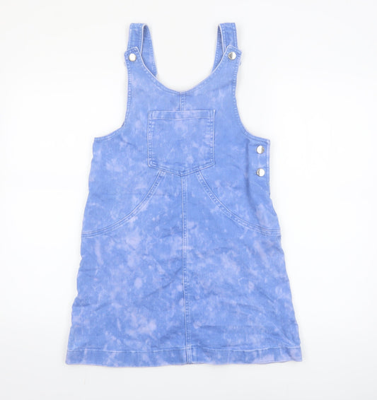 F&F Girls Blue Tie Dye Pinafore Denim Dress 13-14 Years Casual Sleeveless