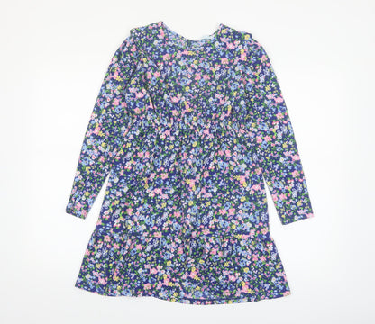 Leigh Tucker Willow Girls Blue Floral A-Line Long Sleeve Dress 8-10 Years