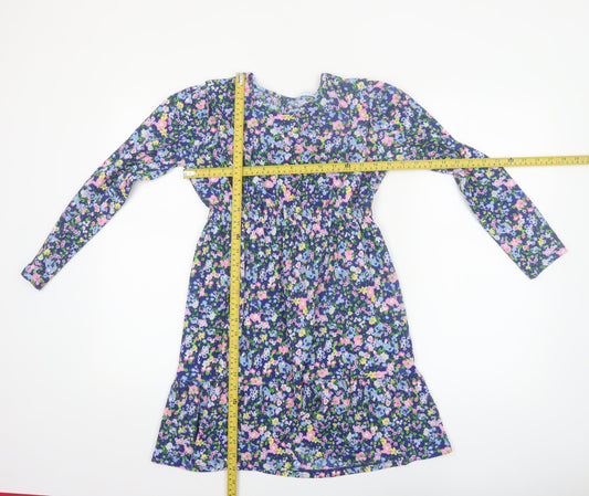 Leigh Tucker Willow Girls Blue Floral A-Line Long Sleeve Dress 8-10 Years