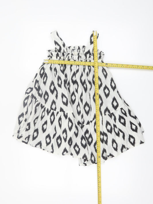 F&F Girls Black Geometric Cotton A-Line Sleeveless Summer Dress 4-5 Years
