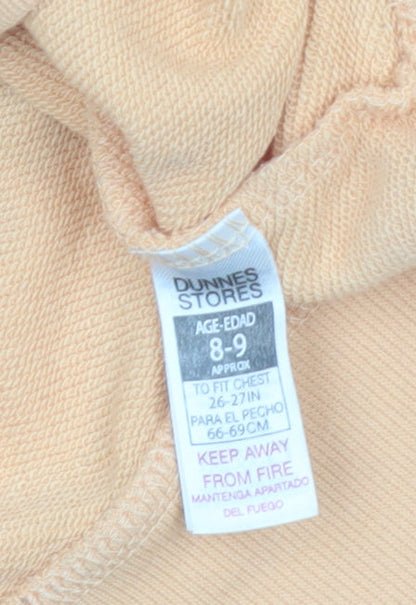 Dunnes Stores Girls Orange Pullover Hoodie 8-9 Years Cool Vibes Print