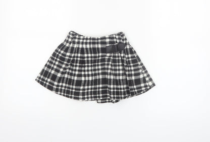 Dunnes Stores Girls Black & White Check Pleated Skirt 2-3 Years