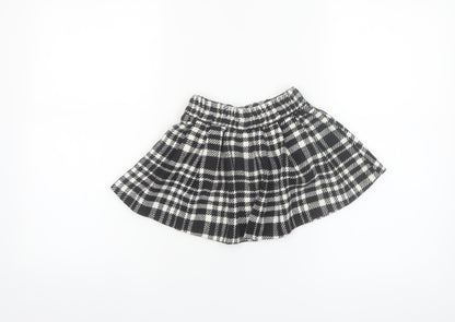 Dunnes Stores Girls Black & White Check Pleated Skirt 2-3 Years