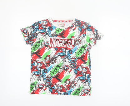 Next Boys Marvel Multicoloured Superhero T-Shirt 8 Years Cotton Crew Neck