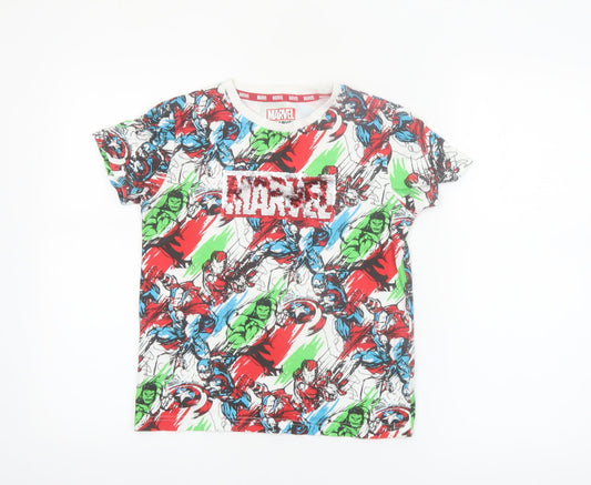 Next Boys Marvel Multicoloured Superhero T-Shirt 8 Years Cotton Crew Neck