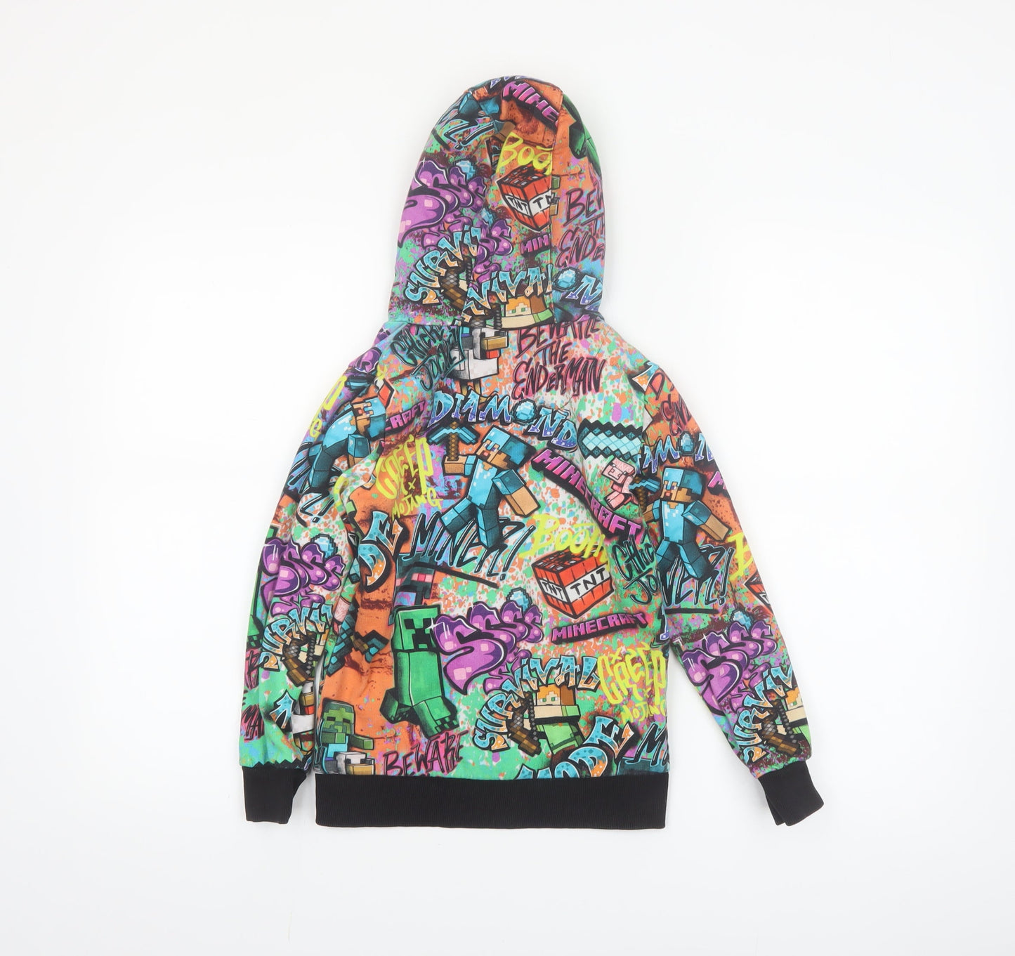 Next Boys Multicoloured Minecraft Pullover Hoodie Age 8 Years Cotton Blend