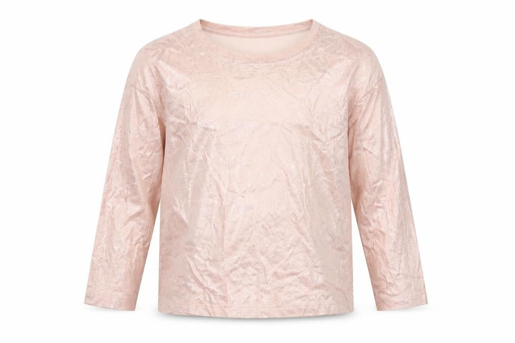 Front view of Zara girls’ pink long sleeve cotton t-shirt 6-7 years