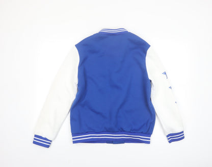 Shein Boys Blue Varsity Jacket 13-14 Years Polyester Lined School Jacket