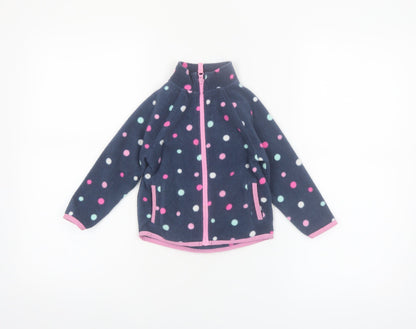 Dunnes Stores Girls Blue Polka Dot Fleece Zip Jacket 18-24 Months