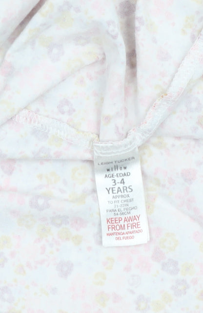 Leigh Tucker Willow Girls Pink Floral Cotton A-Line Dress 3-4 Years