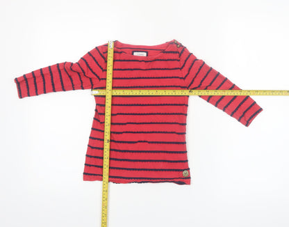 Jasper Conran Girls Red Striped 3/4 Sleeve Boat Neck T-Shirt 7-8 Years