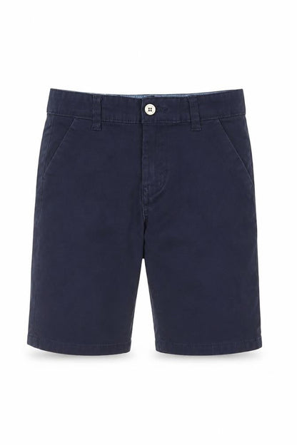 Front view of Denim Co boys’ blue chino shorts 6-7 years cotton twill casual wear
