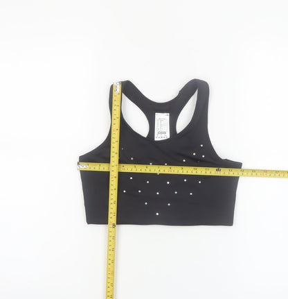 Decathlon Women Black Small Racerback Sports Bra with Rhinestones