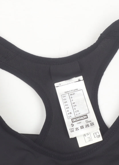 Decathlon Women Black Small Racerback Sports Bra with Rhinestones