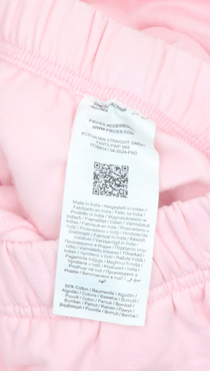 Pieces Womens Pink XS Straight Sweatpants Cotton Blend