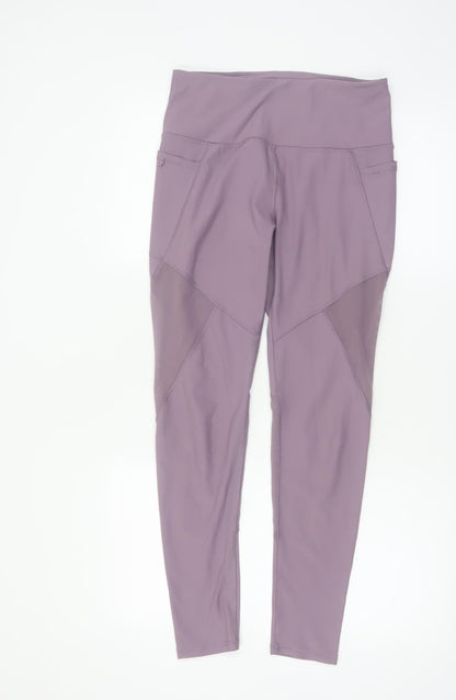 Nygeluxe Womens Mauve Mesh Panel High Waist Leggings M